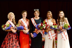 (l – r) 3rd Runner-Up Sydney Randall, 1st Runner-Up Hayley Stiverson, Miss Teen Popcorn 2016 Alexis Klaiber, 2nd Runner-Up Alexis Ritter, and 4th Runner-Up Sarah Perkins.