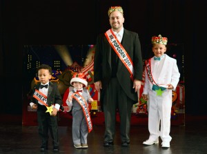 (l – r) Kernel Runner-Up Kareem Crabtree, Mr. Popcorn Kernel Oliver Schwartz, Mr. Popcorn 2016 Robb Koons, and Mr. Popcorn Junior Alex Thompson.
